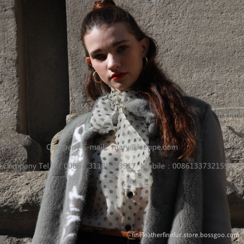 Hooded Spain Merino Shearling Overcoat For Women